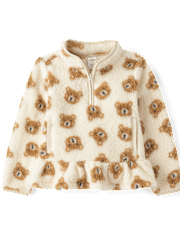 Pull demi-fermeture à glissière Fille Bear Sherpa - Little Essentials