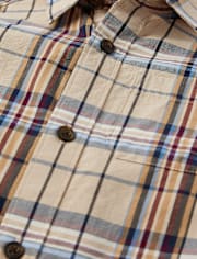 Chemise boutonnée en popeline à carreaux pour garçon - Petit flocon de neige