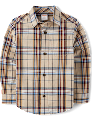 Chemise boutonnée en popeline à carreaux pour garçon - Petit flocon de neige