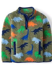 Boys Dino Sherpa Half Zip Pullover - Little Essentials