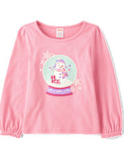 Girls Snow Globe Top - Little Snowflake