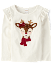 Haut à volants motif renne pour fille - Holiday Express
