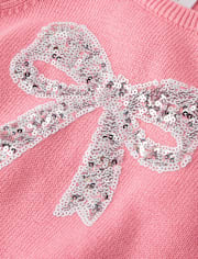 Girls Glitter Bow Sweater - Little Snowflake