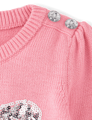 Girls Glitter Bow Sweater - Little Snowflake