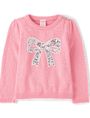 Girls Glitter Bow Sweater - Little Snowflake