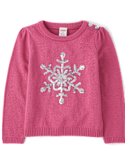 Girls Sequin Snowflake Sweater - Little Snowflake