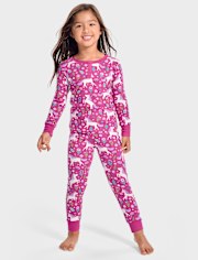 Gymboree Girls Unicorn Snug Fit Cotton Pajamas Gymmies in Fall Fuchsia Size 6