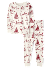 Kids Christmas Toile Snug Fit Cotton Pajamas - Gymmies