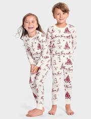 Kids Christmas Toile Snug Fit Cotton Pajamas - Gymmies