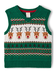 Boys Reindeer Fairisle Sweater Vest - Holiday Express
