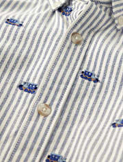 Boys Schiffli Train Oxford Button Up Shirt - Little Snowflake
