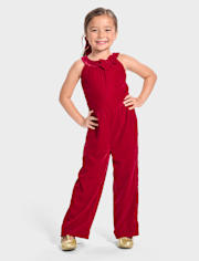 Girls Velvet Jumpsuit - Holiday Express
