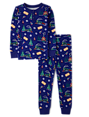 Kids Christmas Train Snug Fit Cotton Pajamas - Gymmies