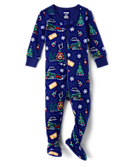 Baby And Toddler Christmas Train Snug Fit Cotton One-Piece Pajamas - Gymmies