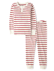 Kids Striped Snug Fit Cotton Pajamas - Gymmies