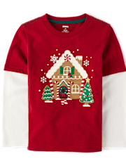 Boys Gingerbread Layered Top - Holiday Express