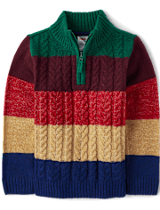 Boys Striped Half Zip Sweater - Holiday Express