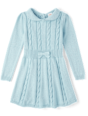 Girls Cable Knit Sweater Dress - Little Snowflake