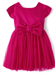 Girls Bow Fit And Flare Dress - All Dressed Up