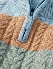 Boys Striped Half Zip Sweater - Little Snowflake