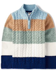 Boys Striped Half Zip Sweater - Little Snowflake