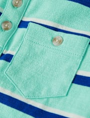 Boys Striped Henley Top - Little Essentials