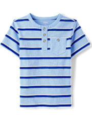 Boys Striped Henley Top - Little Essentials