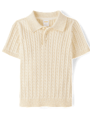 Boys Cable Knit Sweater Polo - Spring Celebrations