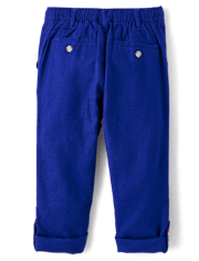 Kids Roll Cuff Linen-Blend Pull On Pants
