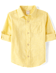 Kids Linen-Blend Button Up Shirt