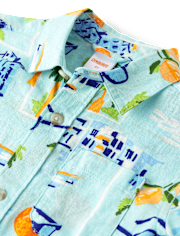 Boys Travel Linen-Blend Button Up Shirt - Swim