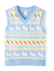 Boys Bunny Fairisle Sweater Vest - Garden Party