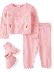 Baby Girls Embroidered Sweater 3-Piece Outfit Set - Homegrown by Gymboree