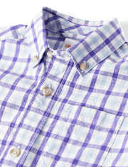 Chemise boutonnée en popeline à carreaux « Papa et moi » pour garçon - Champs de lavande