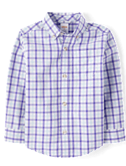 Chemise boutonnée en popeline à carreaux « Papa et moi » pour garçon - Champs de lavande