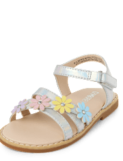 Girls Iridescent Flower Sandals - Little Essentials