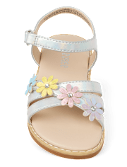 Girls Iridescent Flower Sandals - Little Essentials