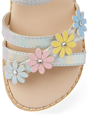 Girls Iridescent Flower Sandals - Little Essentials