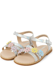 Girls Iridescent Flower Sandals - Little Essentials