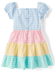 Girls Gingham Tiered Dress - Garden Party
