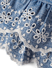 Girls Eyelet Chambray Tiered Skort - Blue Belle