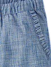 Pantalon de jogging à volants en chambray pour fille - Little Essentials