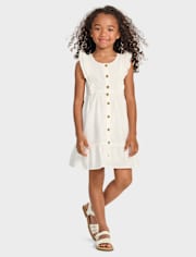 Robe à volants en lin mélangé pour fille