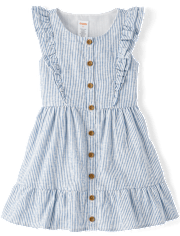 Robe à volants et volants en lin mélangé pour fille