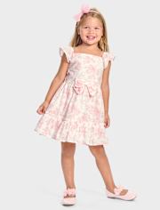 Girls Floral Ruffle Tiered Dress - Blushing Blooms