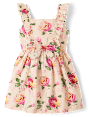 Girls Mommy And Me Rose Ruffle Dress - Blushing Blooms