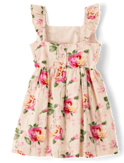 Girls Mommy And Me Rose Ruffle Dress - Blushing Blooms