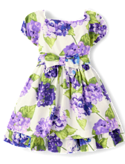 Girls Mommy And Me Floral Bow Fit And Flare Dress - Lavender Fields