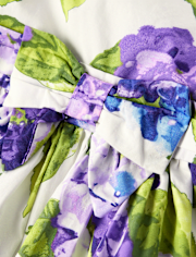 Girls Mommy And Me Floral Bow Fit And Flare Dress - Lavender Fields