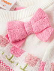 Girls Floral Fairisle Peplum Sweater Dress - Blushing Blooms